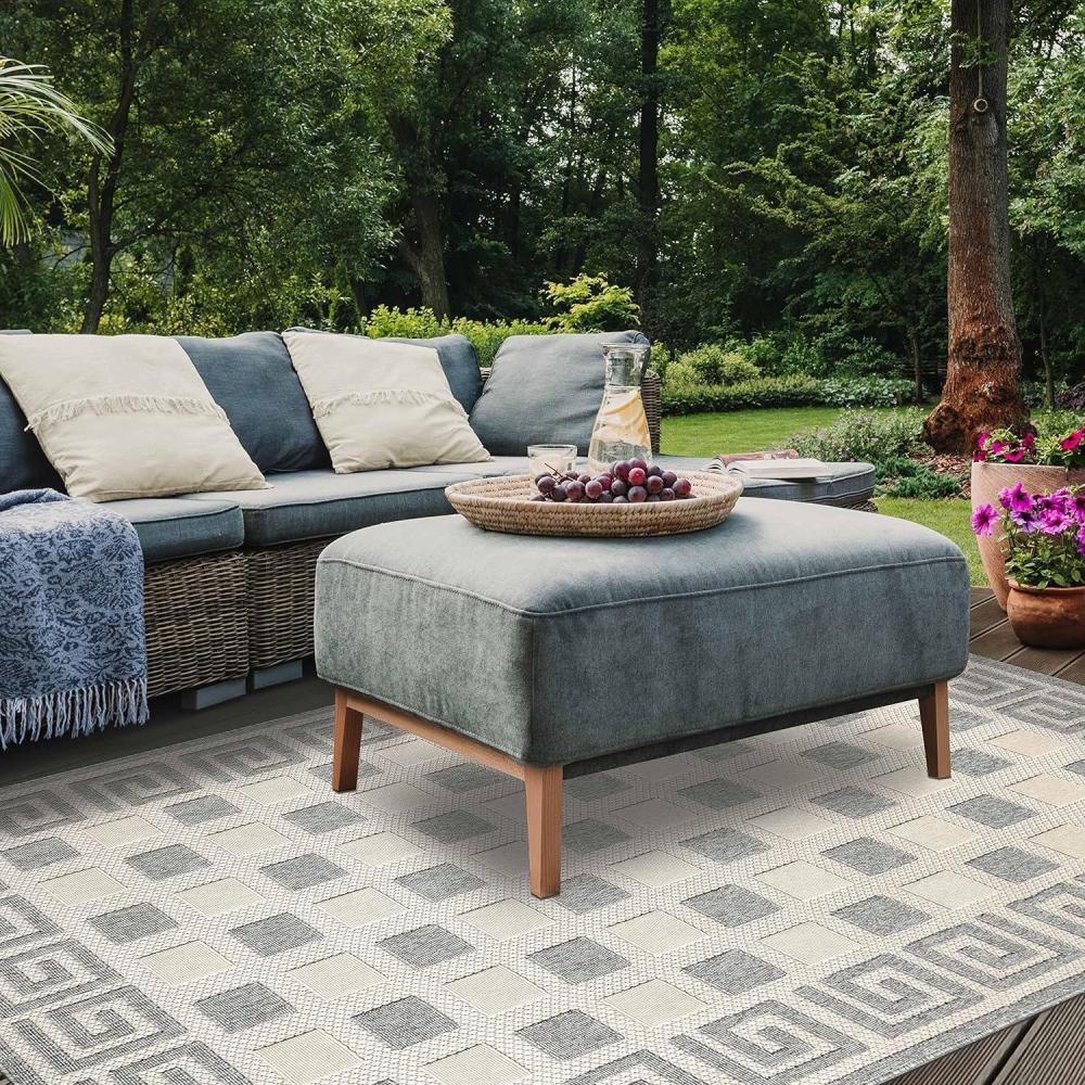 imageSuperior Indoor Outdoor Area Rug Floor Decor Perfect for Patio Bedroom Kitchen Living Room Entryway Playroom Nursery Carpet Cover Diamonds Sterling Collection 7 10quot x 9 10quot GreyNila  Cream