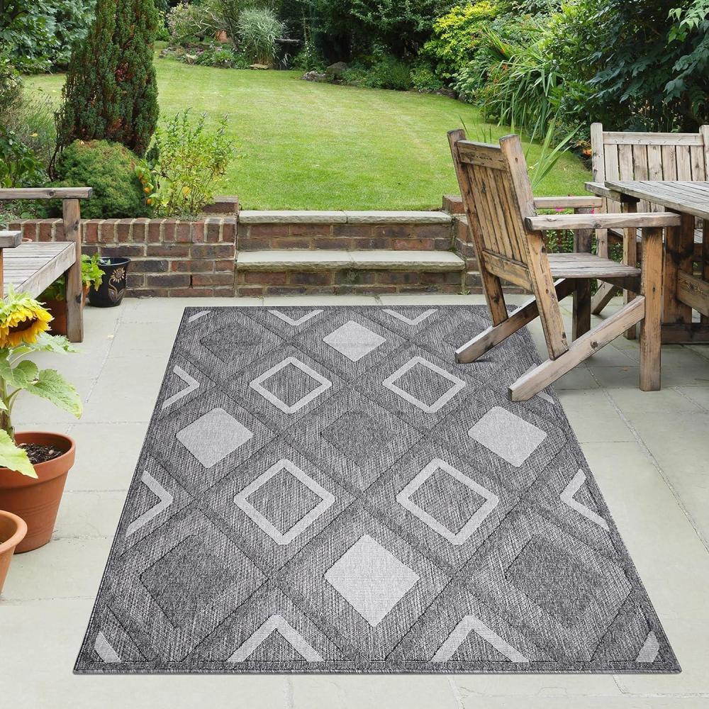 imageSuperior Indoor Outdoor Area Rug Floor Decor Perfect for Patio Bedroom Kitchen Living Room Entryway Playroom Nursery Carpet Cover Diamonds Sterling Collection 7 10quot x 9 10quot GreyDaelyn  Grey