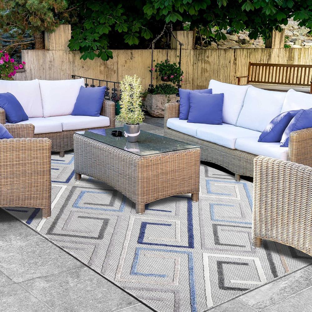 imageSuperior Indoor Outdoor Area Rug Perfect for Patio Bedroom Kitchen Laundry Room Entryway Office Playroom Carpet Cover Modern Geometric Farmhouse Ares Collection 6 x 8 10quot GreyAres  Grey