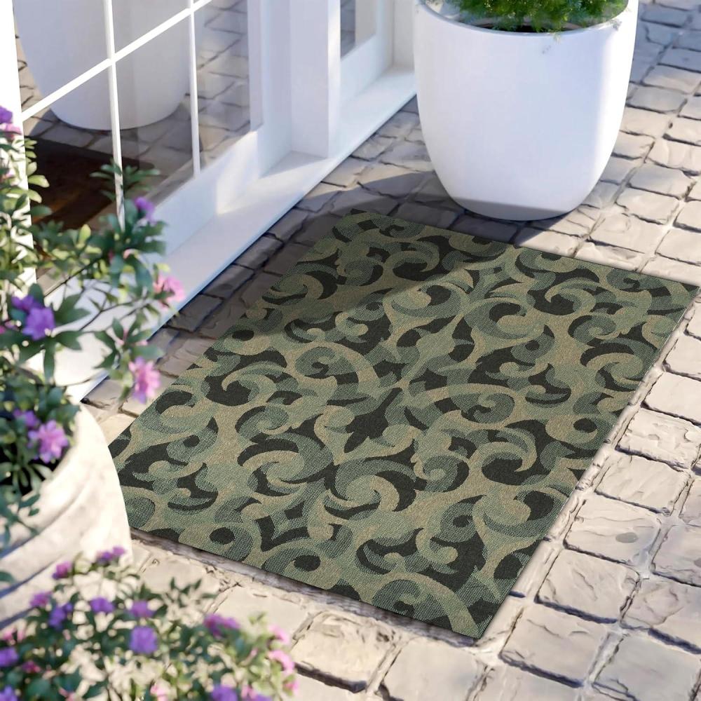 imageSuperior Indoor Outdoor Small Area Rug Contemporary Home Floor Decor Patio Entryway Porch Kitchen Dining Room Living Office Jute Backed Aldaine Collection 2 x 3 Teal