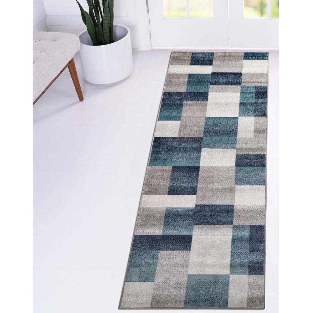 imageSuperior Indoor Runner Rug Jute Backing Home Decor for Bedroom Living Room Office Kitchen Hallway Floor Cover Patchwork Color Block Plush Clifton Collection 2 7quot x 10 Multi ColorRivulet