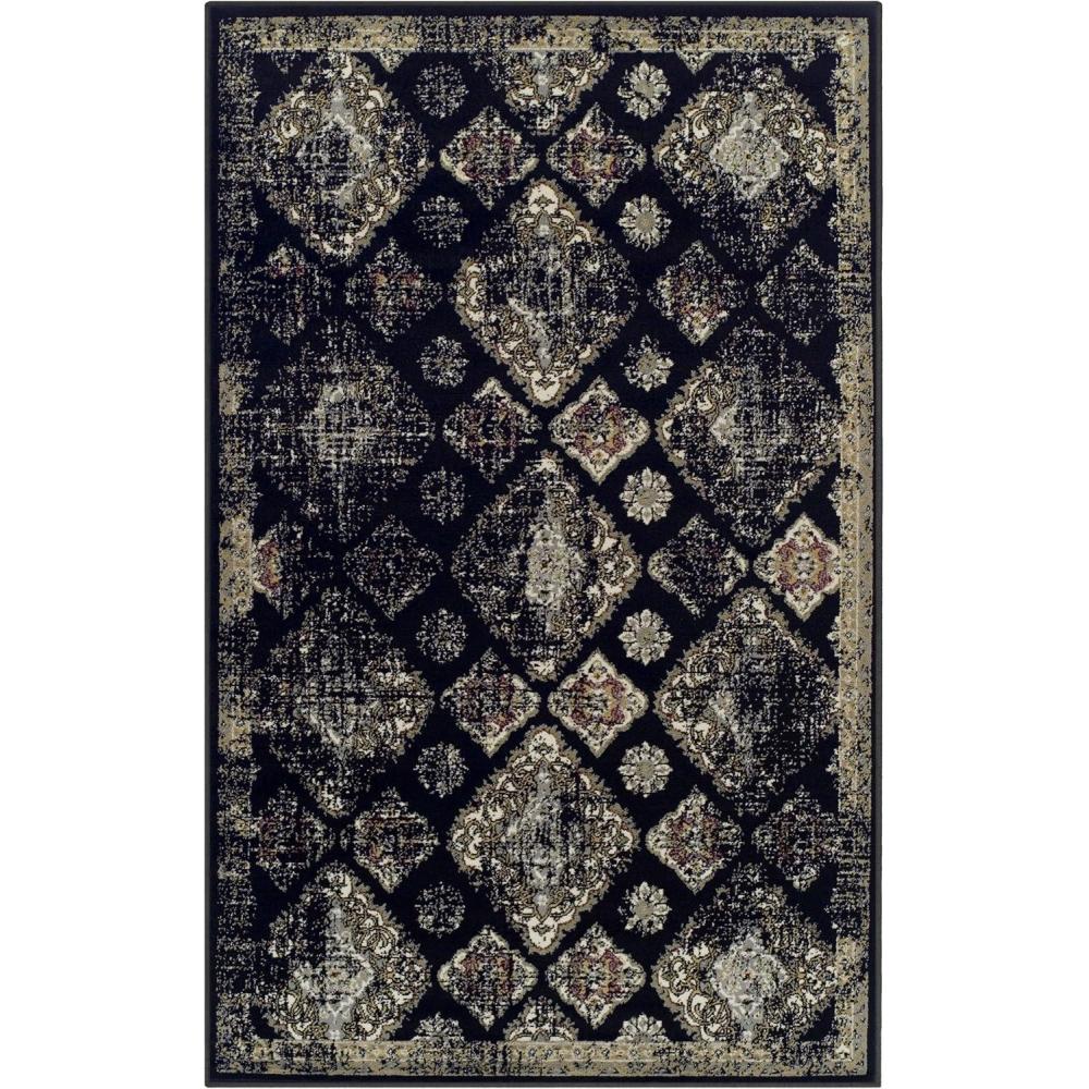 imageSuperior Indoor Runner Rug Jute Backing Modern Plush Rugs for Entryway Kitchen Floors Hallway Office Floor Cover Medallion Rugs Mayfair Collection 2 7quot x 8 IvoryBlack