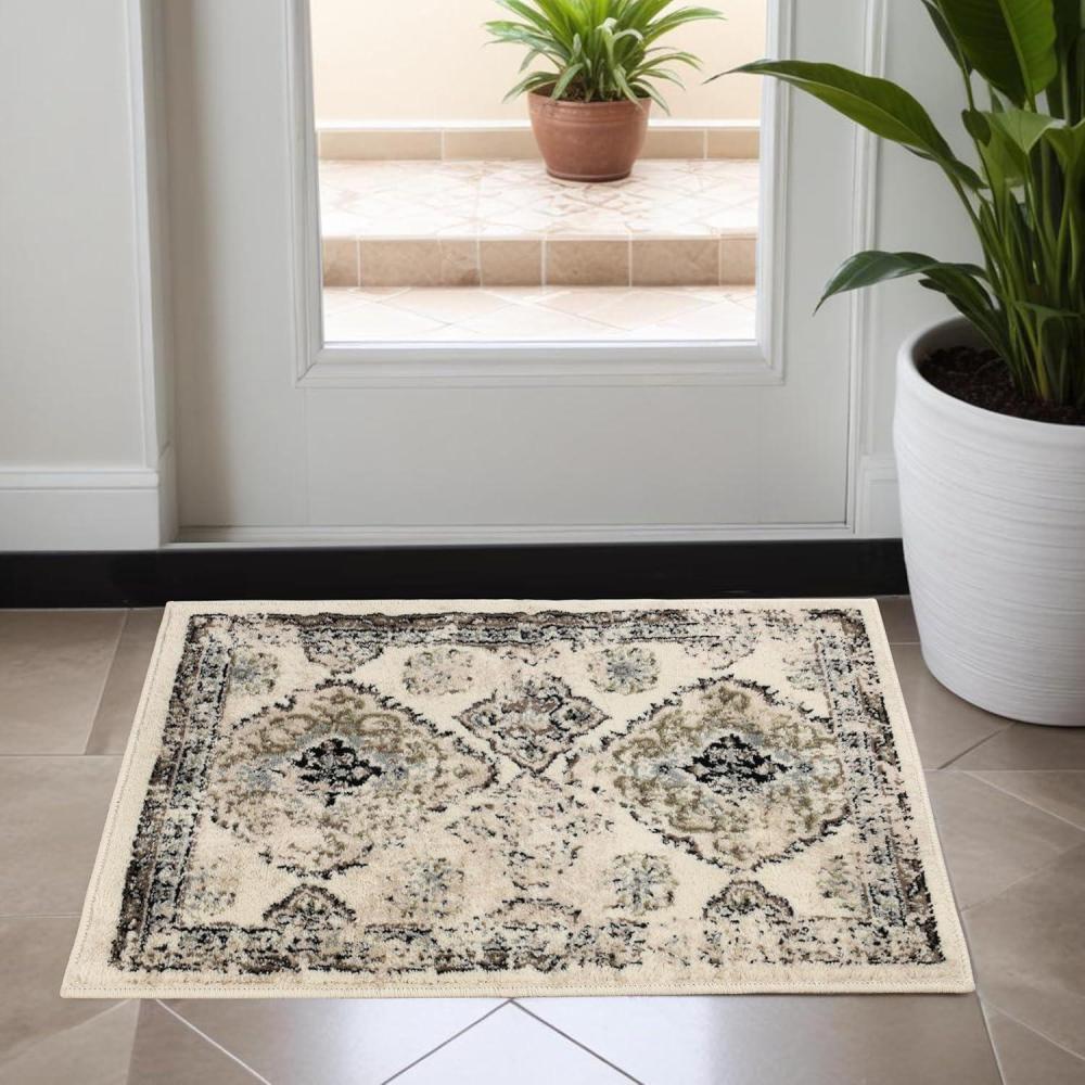 imageSuperior Indoor Runner Rug Jute Backing Modern Plush Rugs for Entryway Kitchen Floors Hallway Office Floor Cover Medallion Rugs Mayfair Collection 2 7quot x 8 IvoryIvory