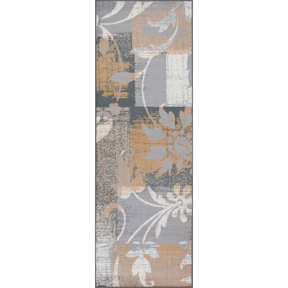 imageSuperior Indoor Runner Rug Plush Carpet Cover for Hallway Entryway Dining Office Kitchen Modern Floral Patchwork Decor Pastiche Collection 2 7quot x 10 BeigeCamel