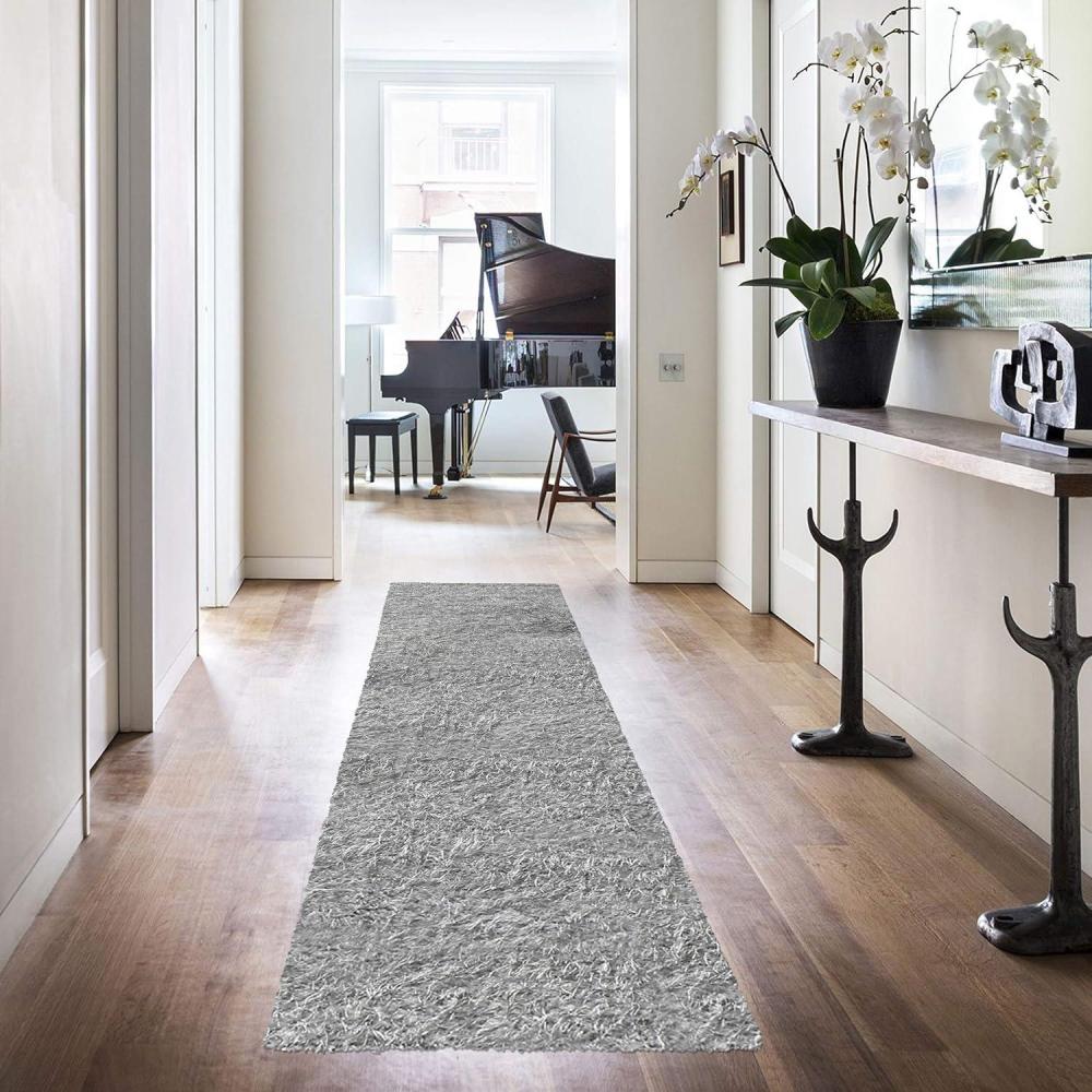 imageSuperior Indoor Shag Modern Fuzzy Soft Cozy Shaggy LivingDining Room Bedroom Office Entryway Kitchen Dorm Playroom Kids Nursery Textured Area Rug 2 ft 5 in x 12 ft SageSilver