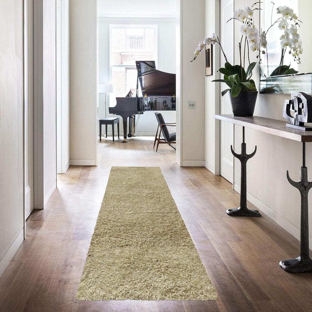 imageSuperior Indoor Shag Modern Fuzzy Soft Cozy Shaggy LivingDining Room Bedroom Office Entryway Kitchen Dorm Playroom Kids Nursery Textured Area Rug 2 ft 5 in x 12 ft SageBeige
