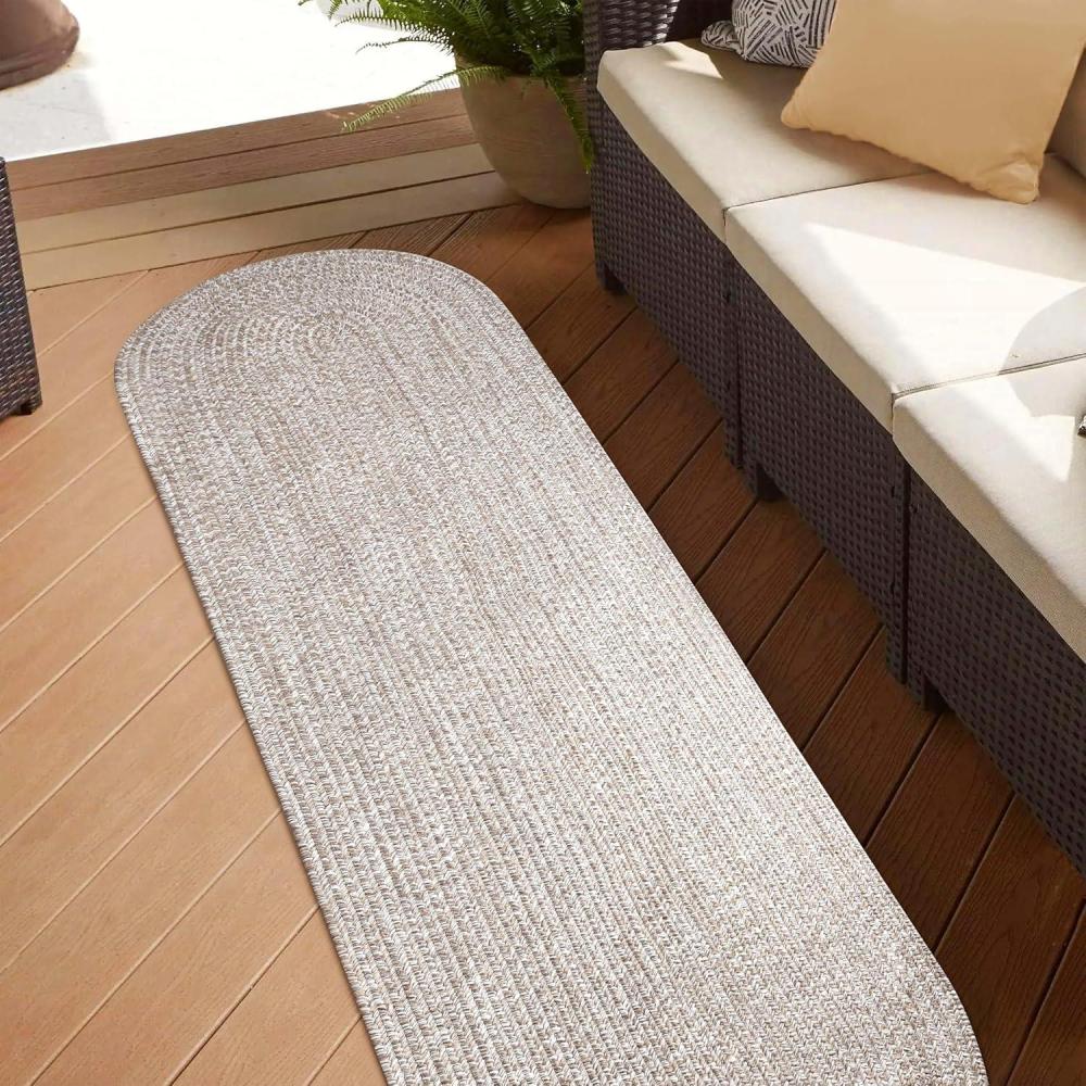imageSuperior IndoorOutdoor Area Rug DualTone Reversible Braided Floor Decor for Patio Front Porch Entryway Living Room Office Nursery Artistic Home 5 x 8 Fog GreenWhiteLattewhite