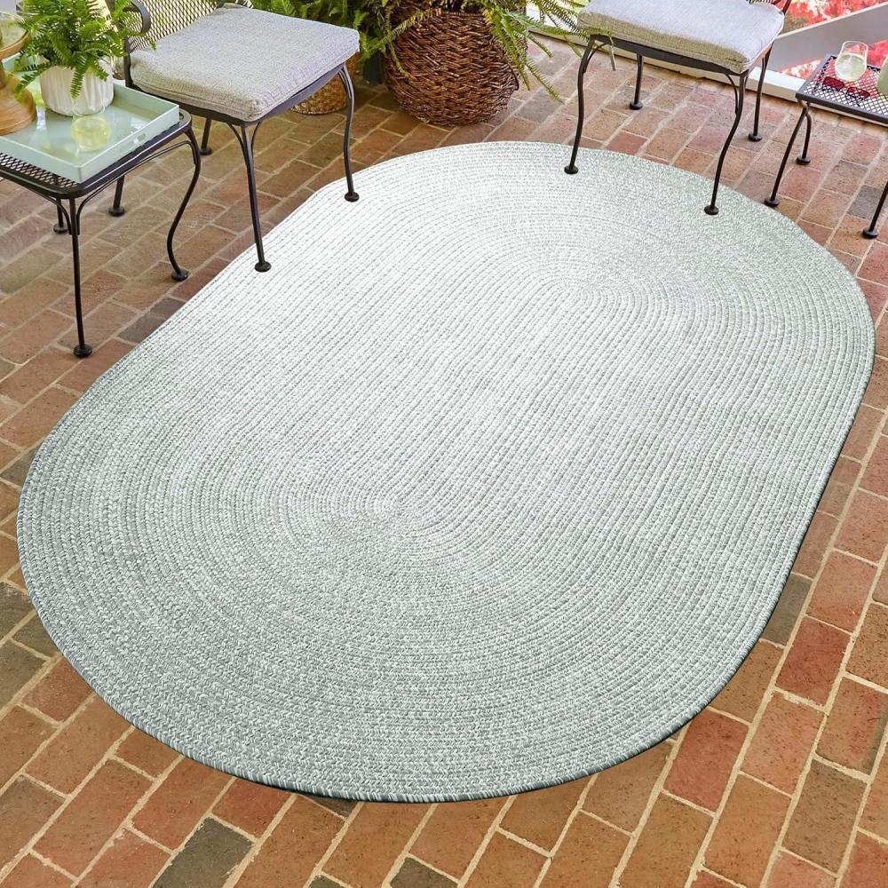 imageSuperior IndoorOutdoor Area Rug DualTone Reversible Braided Floor Decor for Patio Front Porch Entryway Living Room Office Nursery Artistic Home 5 x 8 Fog GreenWhiteFog Greenwhite