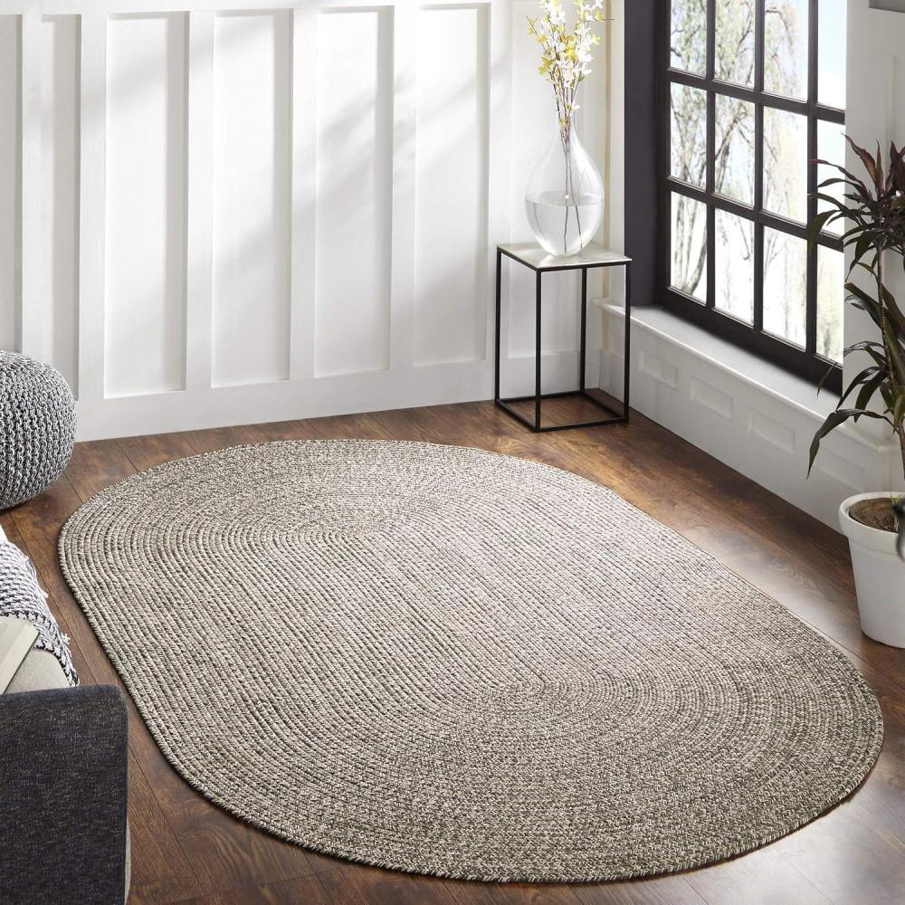 imageSuperior IndoorOutdoor Area Rug DualTone Reversible Braided Floor Decor for Patio Front Porch Entryway Living Room Office Nursery Artistic Home 5 x 8 Fog GreenWhiteCharcoalwhite