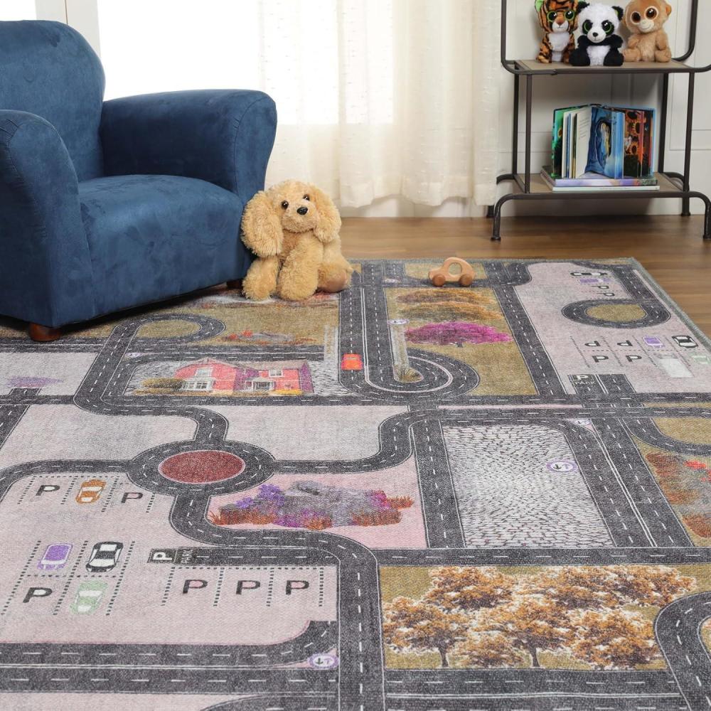 imageSuperior Kids Indoor Area Rug Jumbo Numbers Design Cute Rugs for Nursery Playroom Bedroom Living Room Unique Accent Soft Cotton Backed Entryway Playtime Collection 5 7quot x 8 9quot AquamarineMossy Gold
