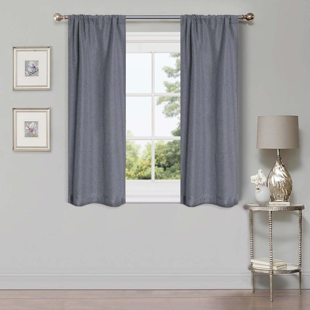 imageSuperior Linen Textured Blackout Curtain Set of 2 Thermal Insulated Panel Pair with Grommet Top Header Classic Natural Look Room Darkening Drapes Available in 4 Lengths  Cream 52x84 eachCharcoal