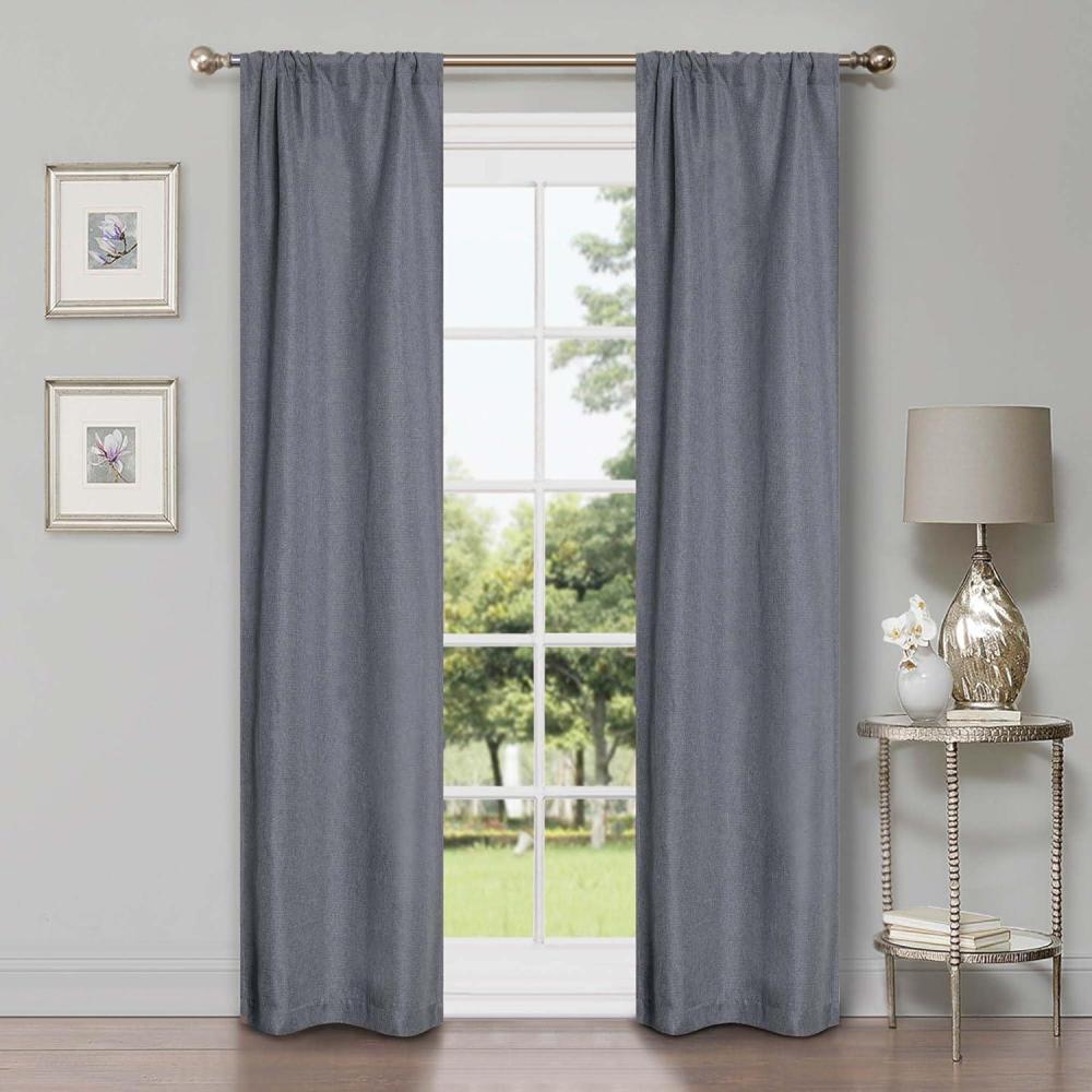 imageSuperior Linen Textured Blackout Curtain Set of 2 Thermal Insulated Panel Pair with Grommet Top Header Classic Natural Look Room Darkening Drapes Available in 4 Lengths  Cream 52x108 eachCharcoal