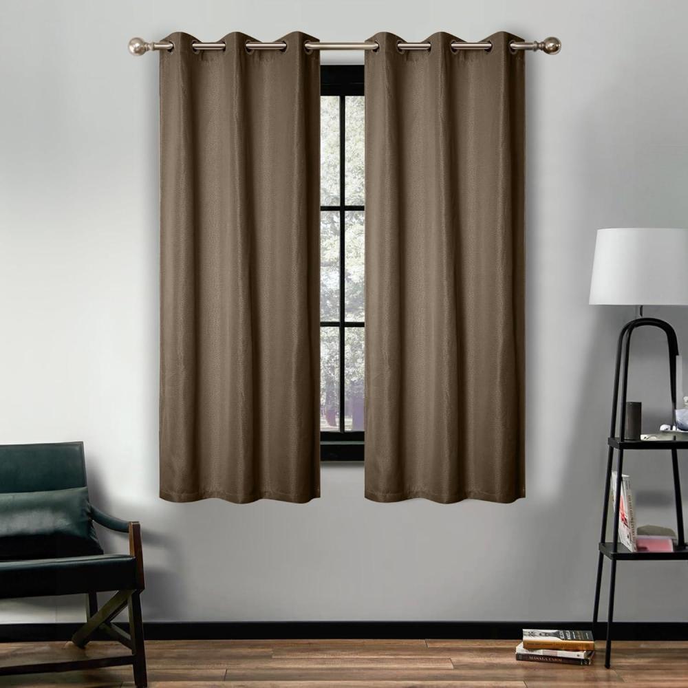 imageSuperior Linen Textured Blackout Curtain Set of 2 Thermal Insulated Panel Pair with Grommet Top Header Classic Natural Look Room Darkening Drapes Available in 4 Lengths  Cream 52x84 eachCoriander