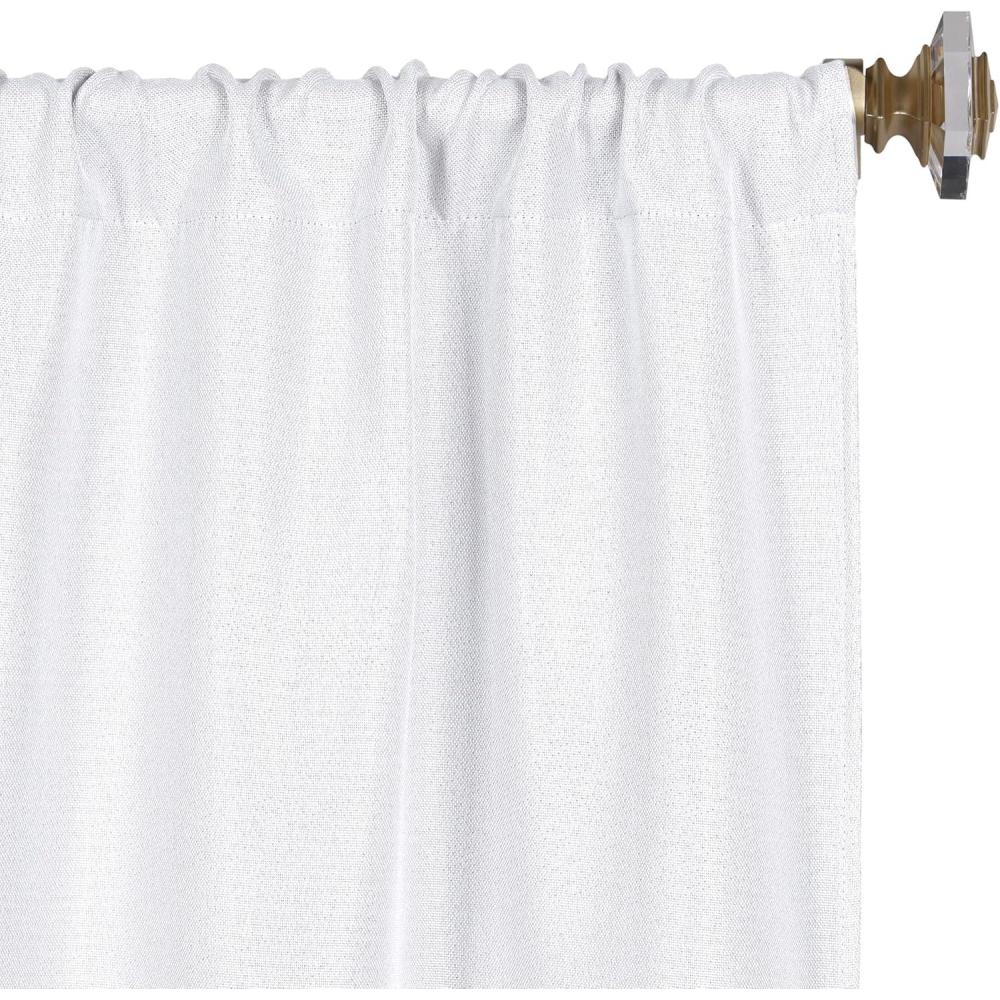 imageSuperior Linen Textured Blackout Curtain Set of 2 Thermal Insulated Panel Pair with Grommet Top Header Classic Natural Look Room Darkening Drapes Available in 4 Lengths  Cream 52x84 eachSnow White