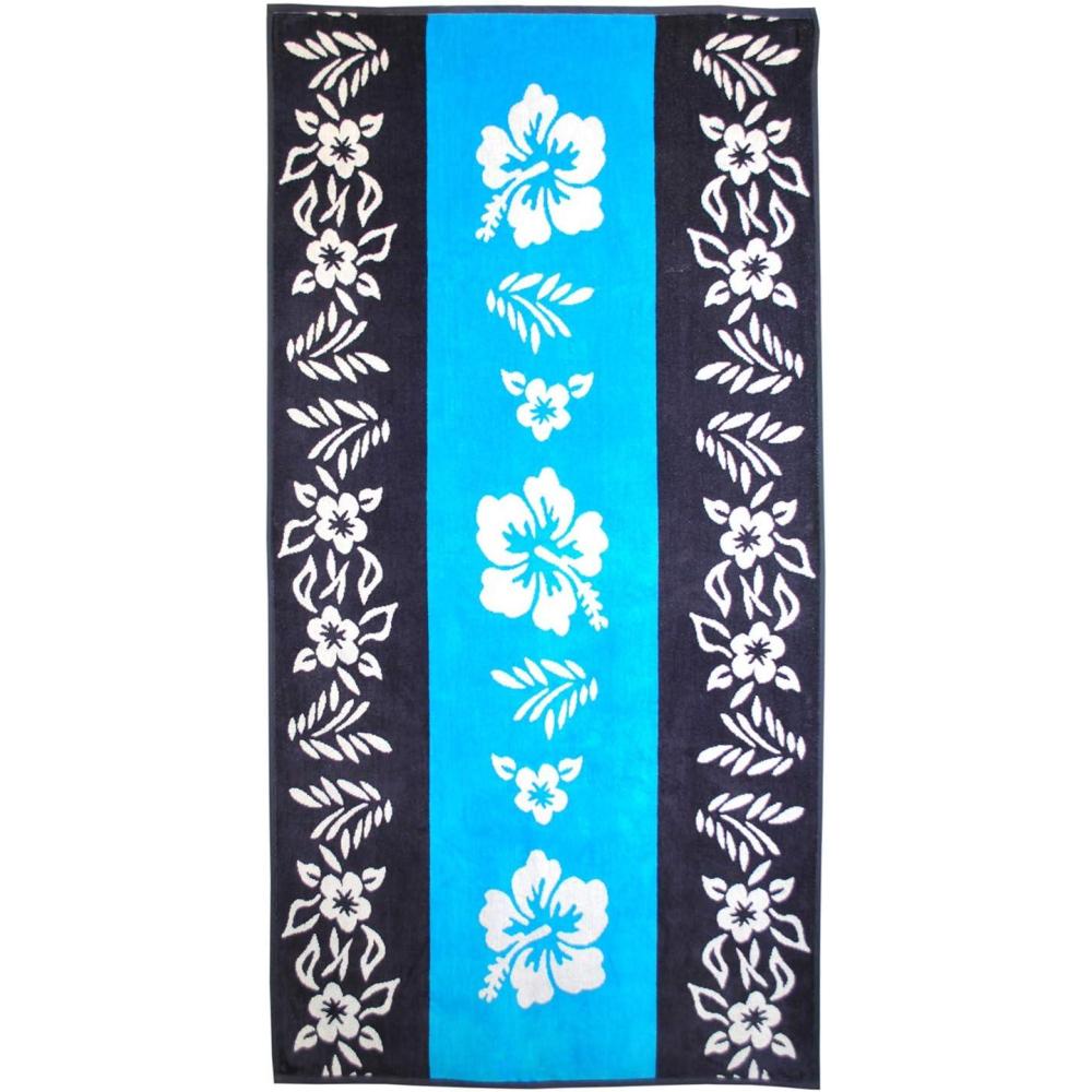 imageSuperior Luxurious 100 Cotton Beach Towels Oversized 34quot x 64quot Soft Velour Cotton and Absorbent Cotton Terry Thick and Plush Floral Beach Towels  Hibiscus