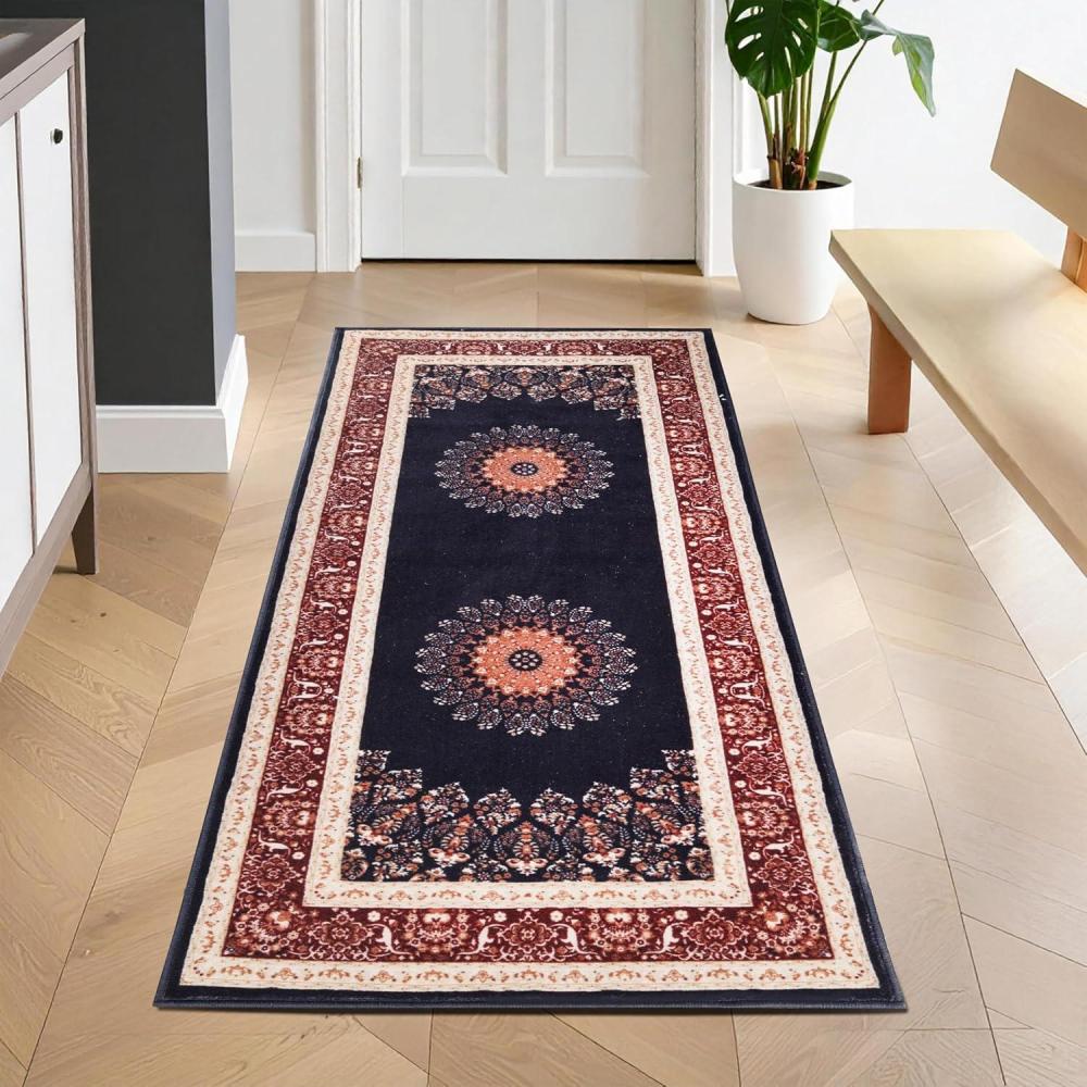 imageSuperior Mahi Floral Medallion Border Washable Indoor Area Rug Machine Washable Rugs for Bedroom Living Room Dining Kitchen Floors Flexible Cotton Backing Easy Clean Rugs 10 x 14 GreyIvory Black