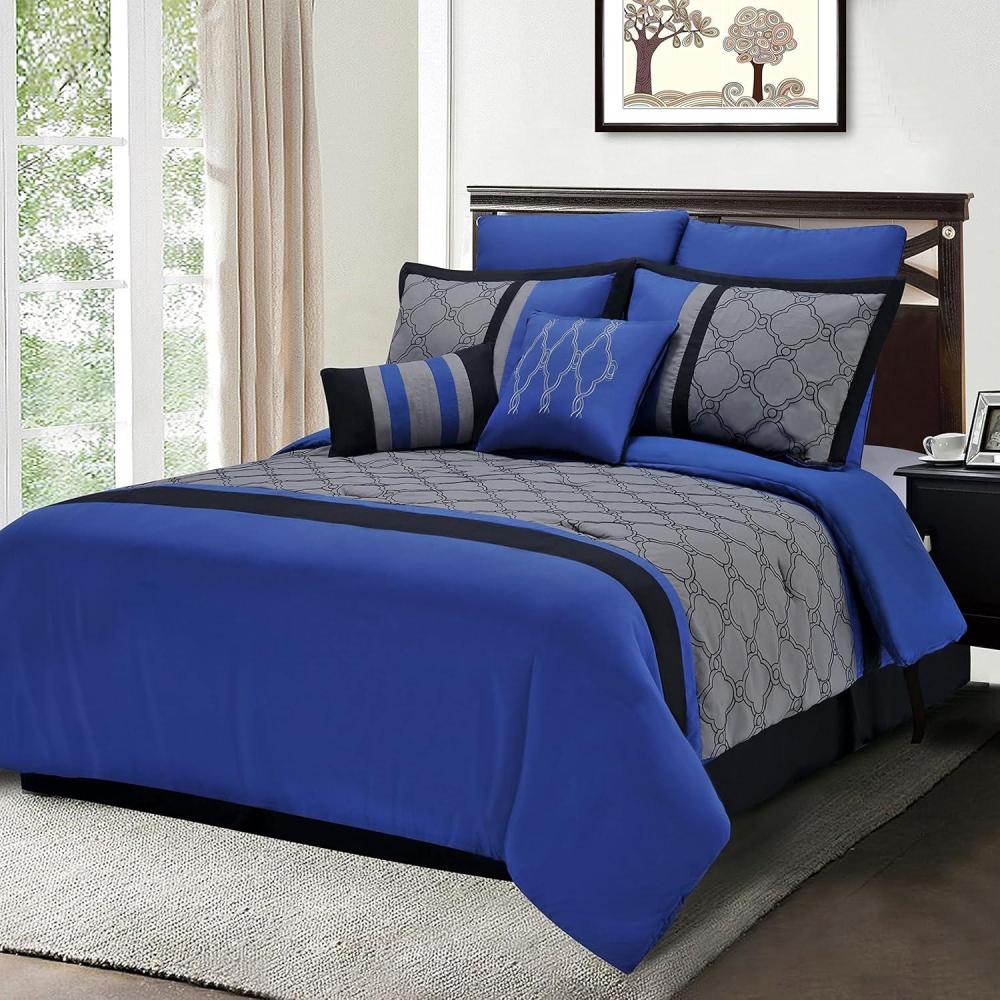 imageSuperior Maxfield 8 Piece Embroidered Comforter Set Queen BlueCalifornia King