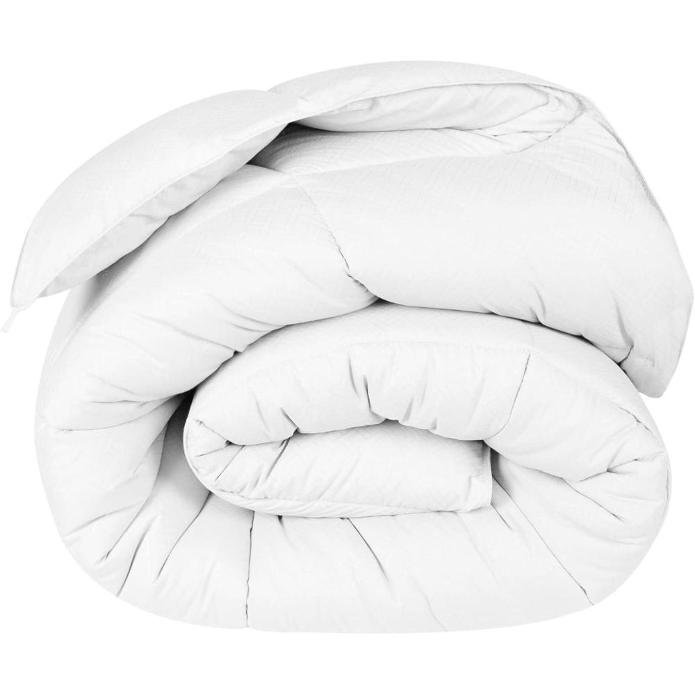 imageSuperior Microfiber Basketweave Comforter Down Alternative Bedding Medium Weight Fluffy Decorative Plush Duvet Insert Oversized Blanket Box Quilt Design Monochrome TwinTwin XL PlumWhite