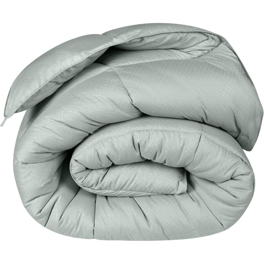 imageSuperior Microfiber Basketweave Comforter Down Alternative Bedding Medium Weight Fluffy Decorative Plush Duvet Insert Oversized Blanket Box Quilt Design Monochrome TwinTwin XL PlumJade