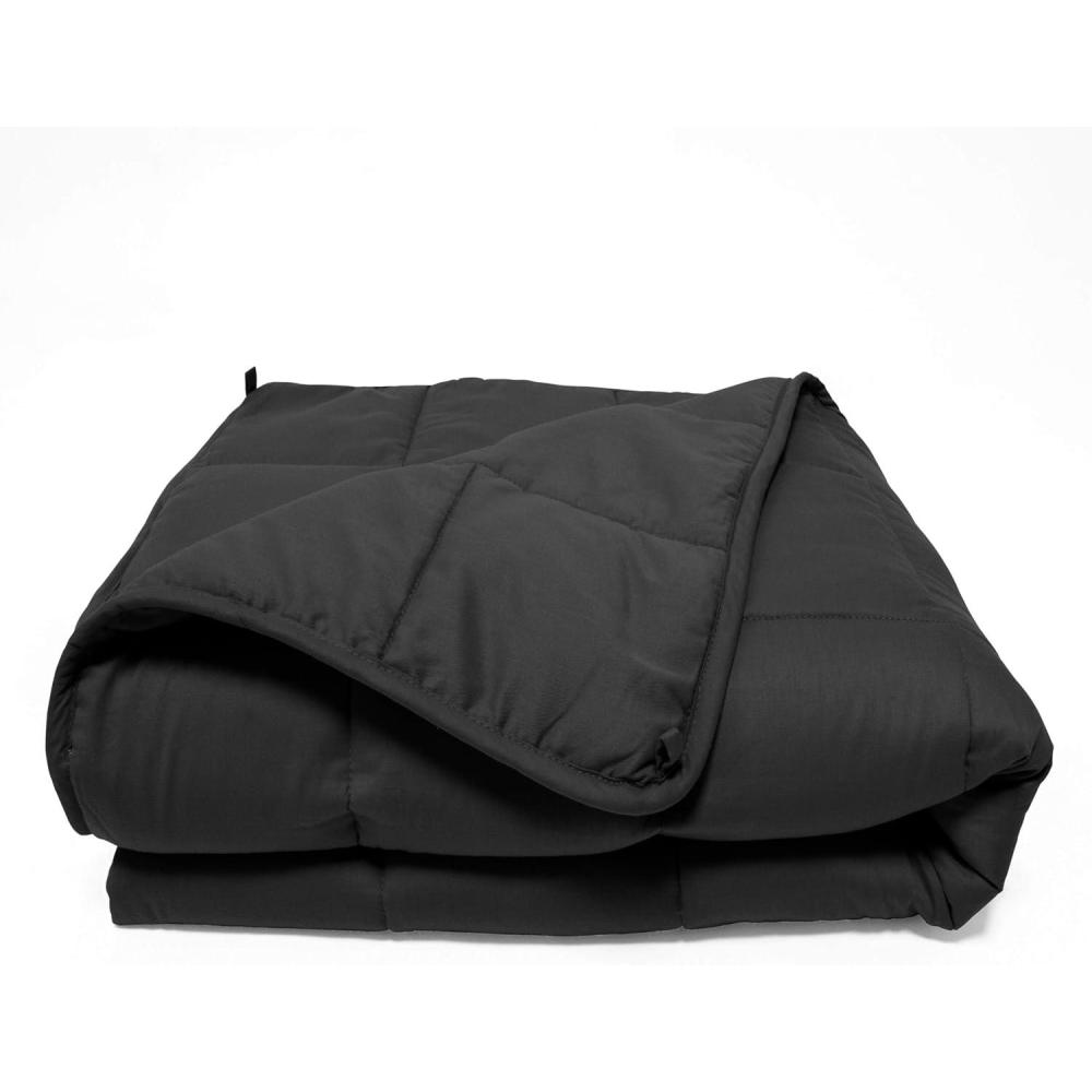 imageSuperior Microfiber Weighted Blanket Perfect for Adults Heavy Blankets Warm Cozy Comfy Bedding Bedroom Couch Throw Blankets for Lounging Modern Quilted Blanket 48quot x 72quot 15 Pounds BlackBlack