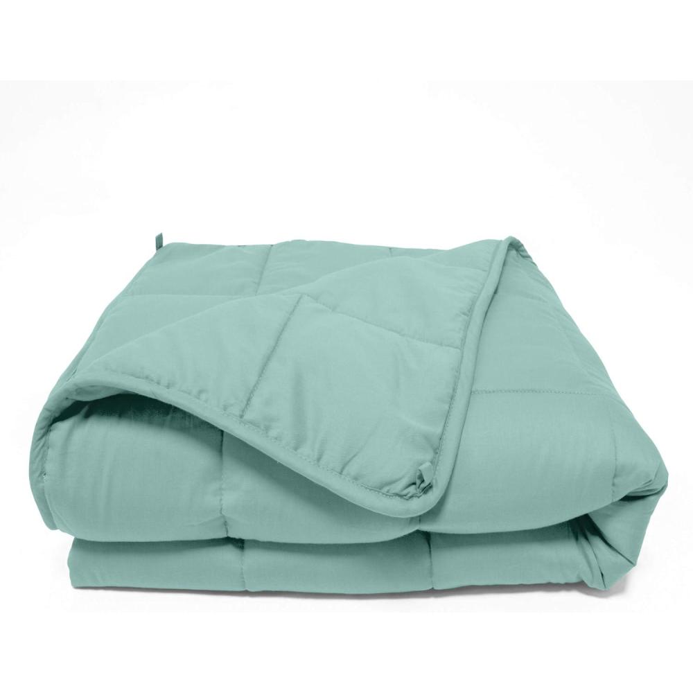 imageSuperior Microfiber Weighted Blanket Perfect for Adults Heavy Blankets Warm Cozy Comfy Bedding Bedroom Couch Throw Blankets for Lounging Modern Quilted Blanket 48quot x 72quot 15 Pounds BlackTurquoise