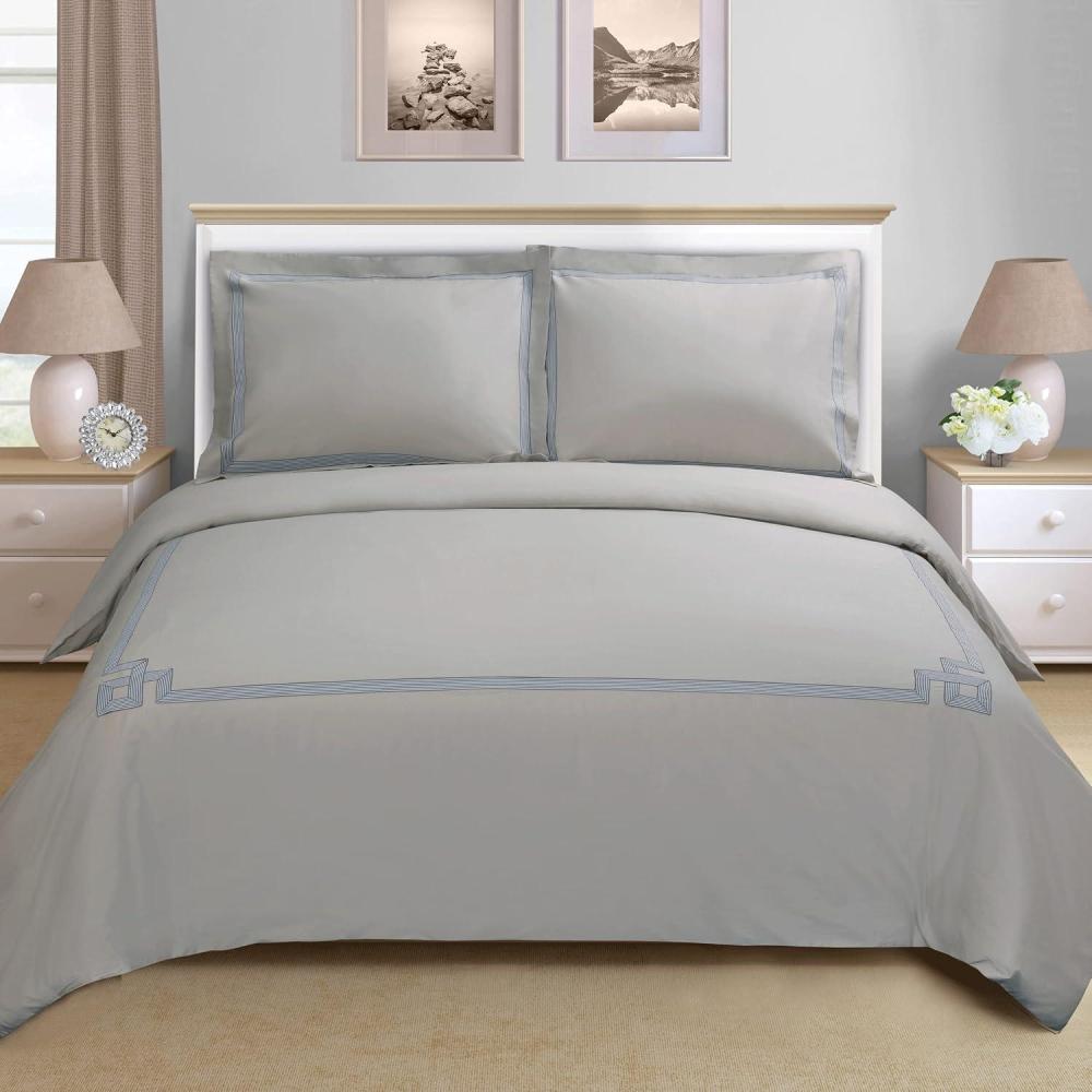 imageSuperior Miller Cotton 300 TC Duvet Cover Set Soft Comforter Covers Bedroom Essentials Coastal Striped Includes 1 Duvet Cover with Button Closure 2 Pillow Shams KingCalifornia King GreyGreyGrey