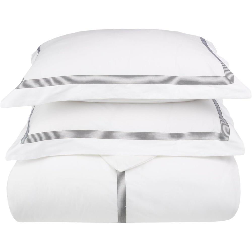 imageSuperior Miller Cotton 300 TC Duvet Cover Set Soft Comforter Covers Bedroom Essentials Coastal Striped Includes 1 Duvet Cover with Button Closure 2 Pillow Shams KingCalifornia King GreyGrey
