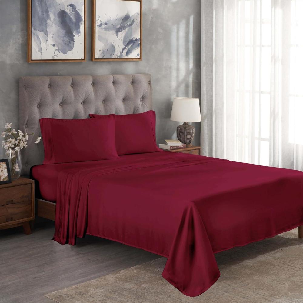 imageSuperior Modal from Beechwood 300Thread Count Solid Deep Pocket Sheet Set King White 4Piece SetxSuperiorBurgundy