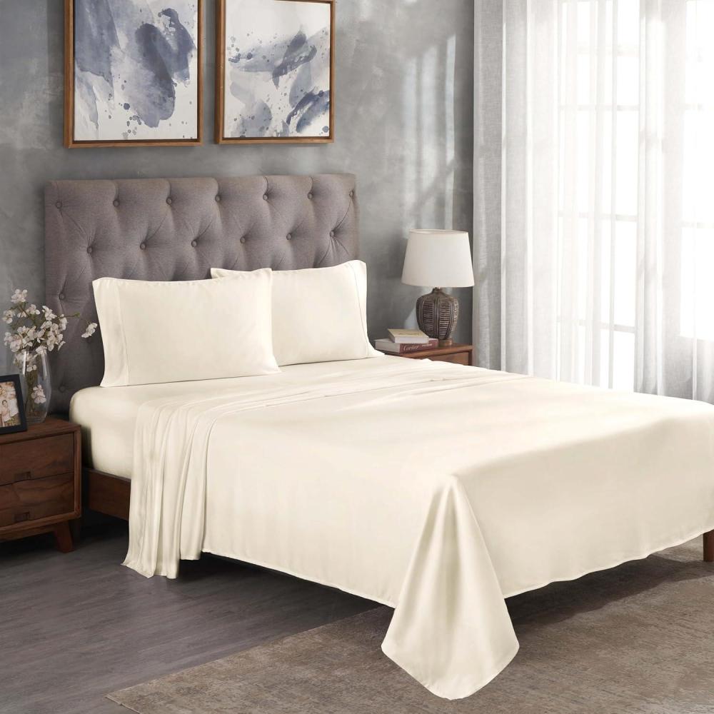 imageSuperior Modal from Beechwood 300Thread Count Solid Deep Pocket Sheet Set King White 4Piece SetxSuperiorIvory