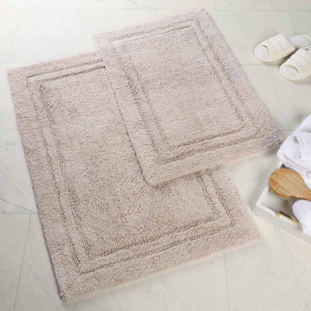 imageSuperior NonSlip 2 Piece Bath Rug Set Ultra Plush Soft and Absorbent 100 Combed Cotton Pile  Traditional Oval Bath Mat Set RustStone