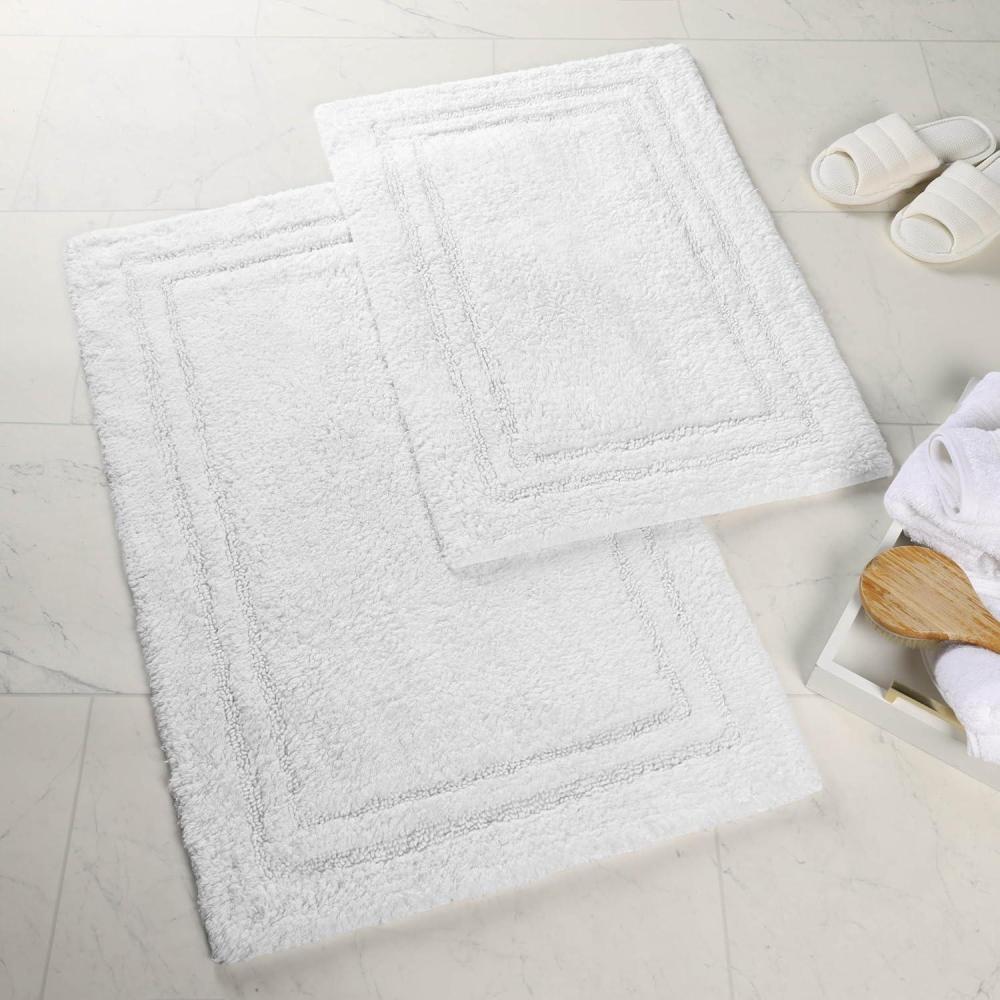 imageSuperior NonSlip 2 Piece Bath Rug Set Ultra Plush Soft and Absorbent 100 Combed Cotton Pile  Traditional Oval Bath Mat Set RustWhite