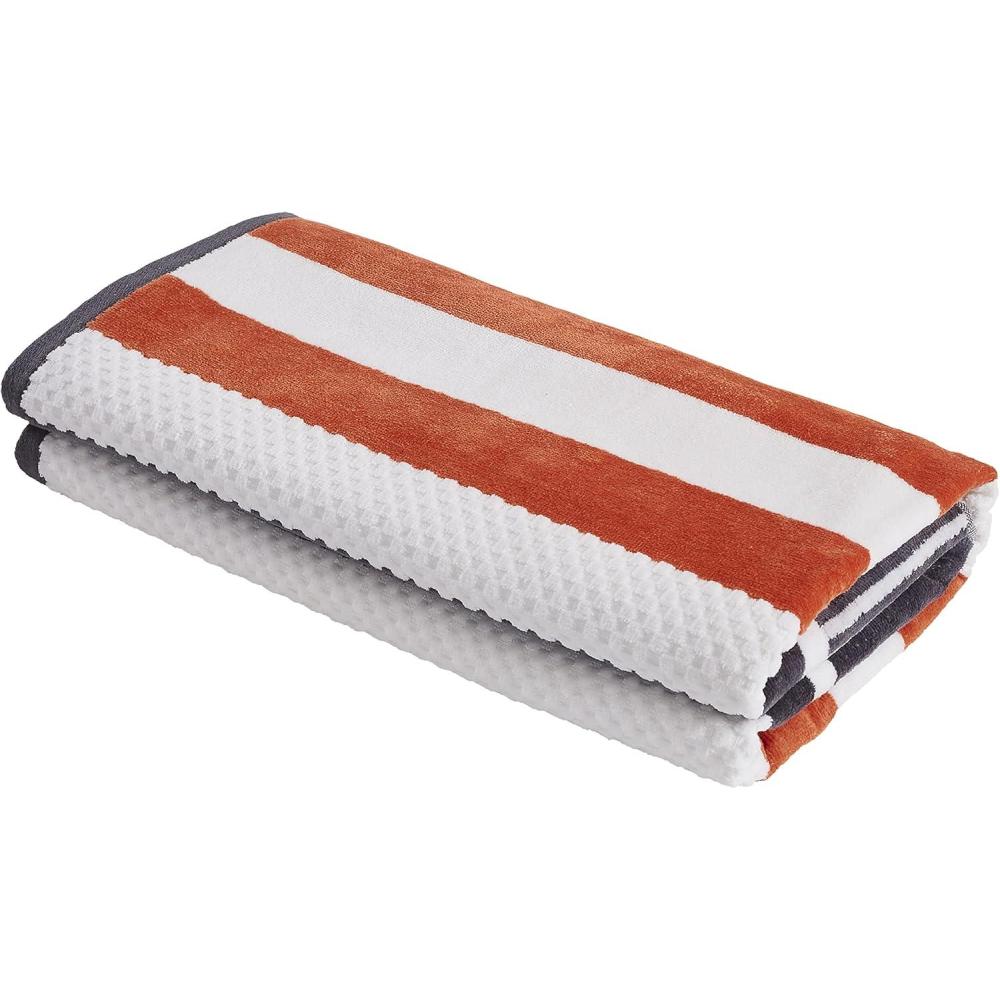 imageSuperior Oversized 2Piece Beach Towel Set  Quick Drying Cotton Beach Towels Cape May Striped Summer Towel for Beach Pool and Jacuzzi Swim Towel for Kids and Adults 34quot x 64quot PearCheckered  Castlerock