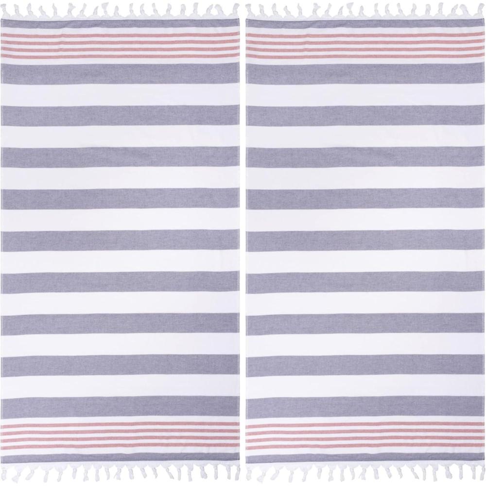 imageSuperior Oversized Cotton Beach Towel for Adults and Kids Quick Drying Towels for Pool Spa Resort Hotel Camping Travel Super Absorbent Striped with Tassels Tropical Cabana Collection BlackBaked Apple
