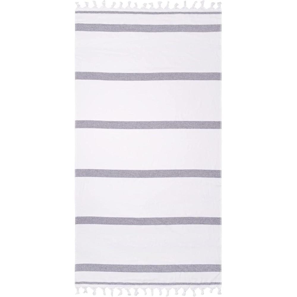 imageSuperior Oversized Cotton Beach Towel for Adults and Kids Quick Drying Towels for Pool Spa Resort Hotel Camping Travel Super Absorbent Striped with Tassels Tropical Cabana Collection BlackTropical Black