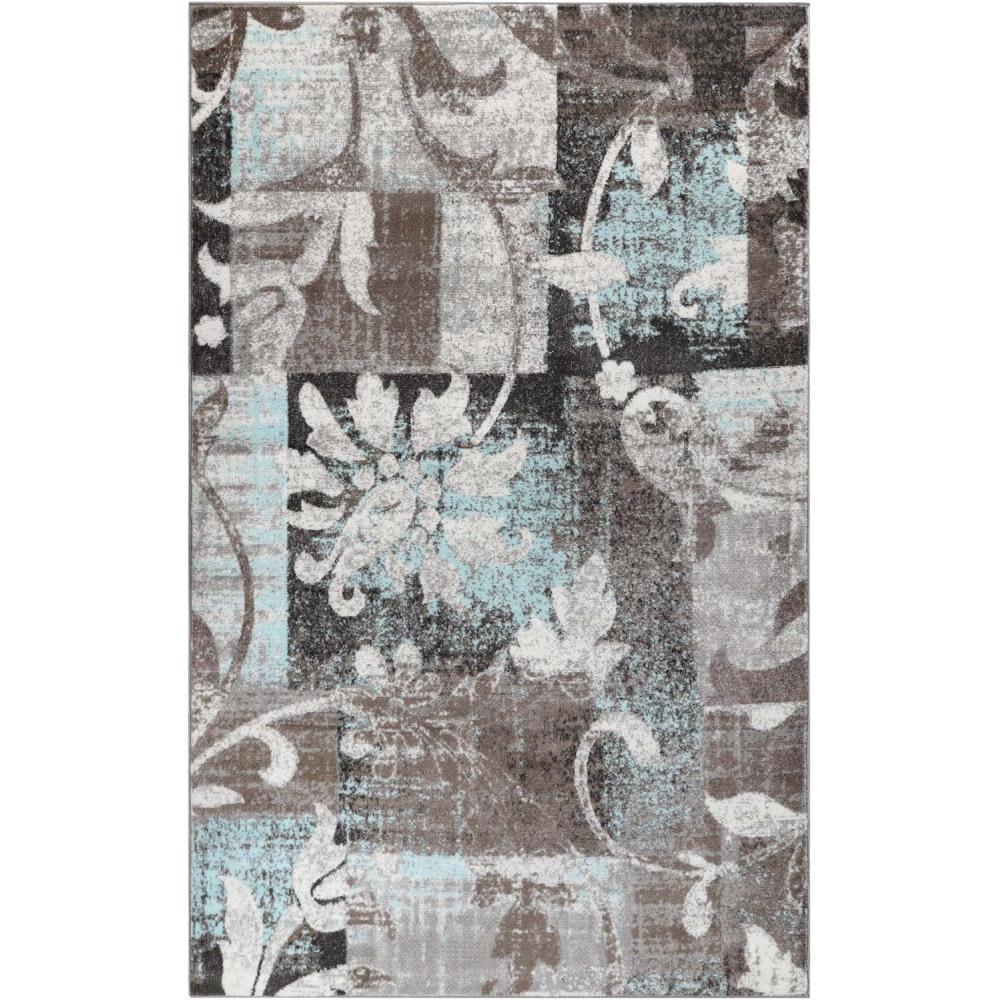 imageSuperior Pastiche Floral Patchwork NonSlip Indoor Washable Area Rug 10 x 14 BrownBrown Turquoise