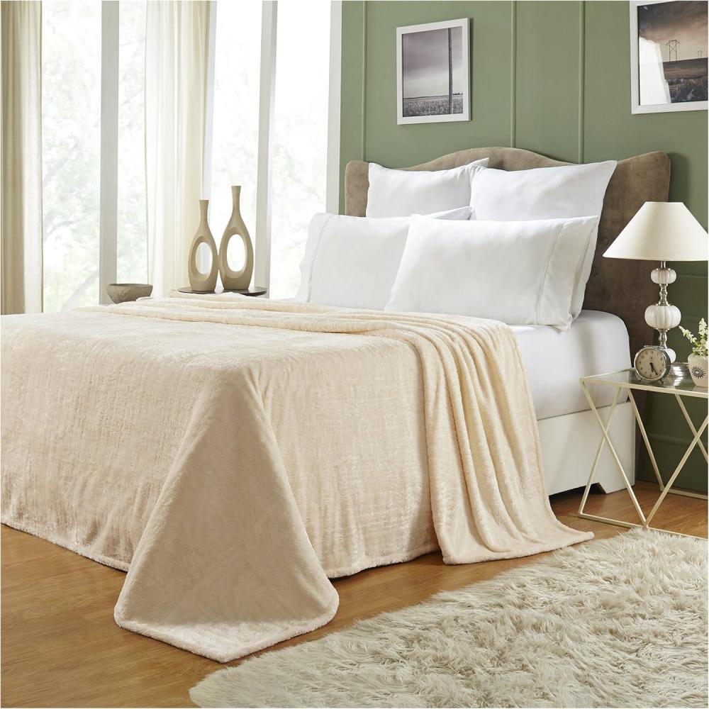 imageSuperior Quality AllSeason Plush Silky Soft Fleece Blankets and Throws Coral KingIvory