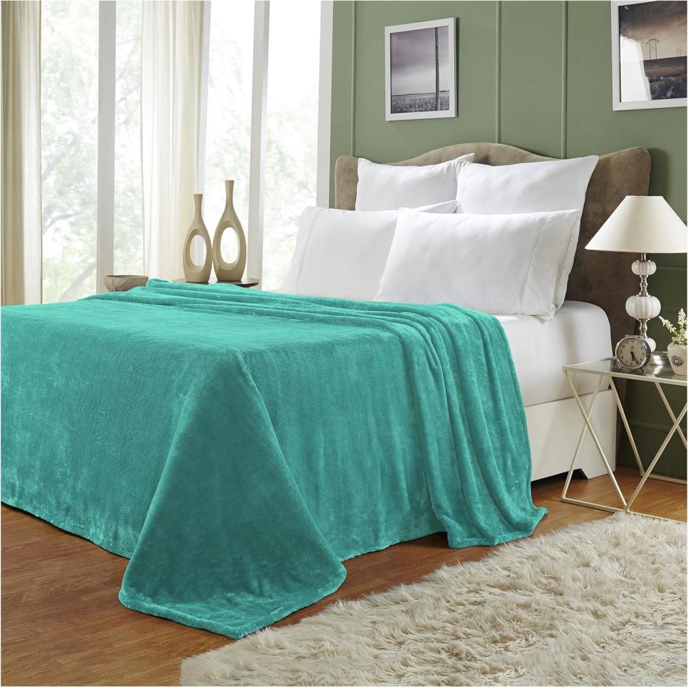 imageSuperior Quality AllSeason Plush Silky Soft Fleece Blankets and Throws Coral KingTurquoise