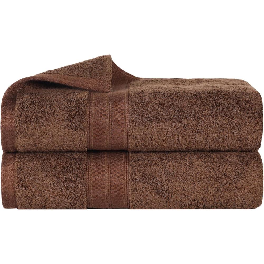 imageSuperior Rayon from Bamboo Cotton Blend Bath Towel Set Ideal for Bathroom Guest Bath Gym Spa Bathroom Decor Home Essentials Includes 2 Bath Towels 2 Pack 30 x 54quot Cocoa