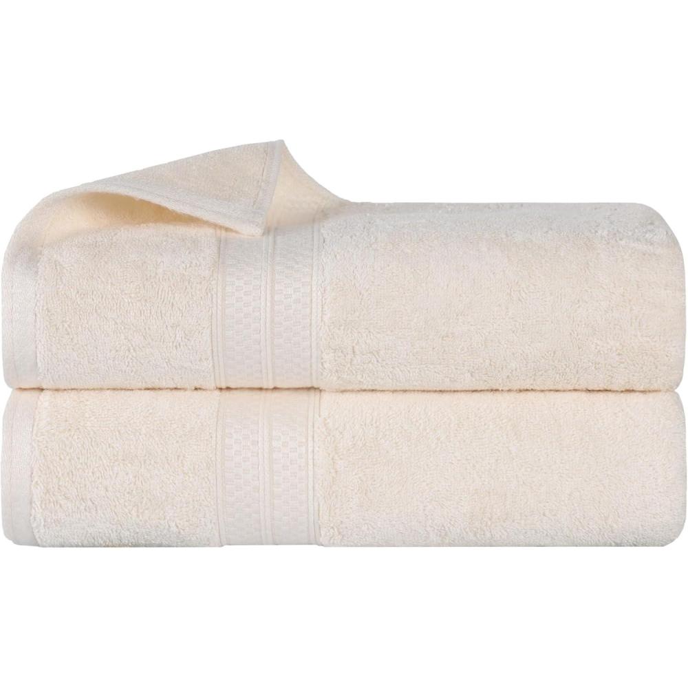 imageSuperior Rayon from Bamboo Cotton Blend Bath Towel Set Ideal for Bathroom Guest Bath Gym Spa Bathroom Decor Home Essentials Includes 2 Bath Towels 2 Pack 30 x 54quot Ivory