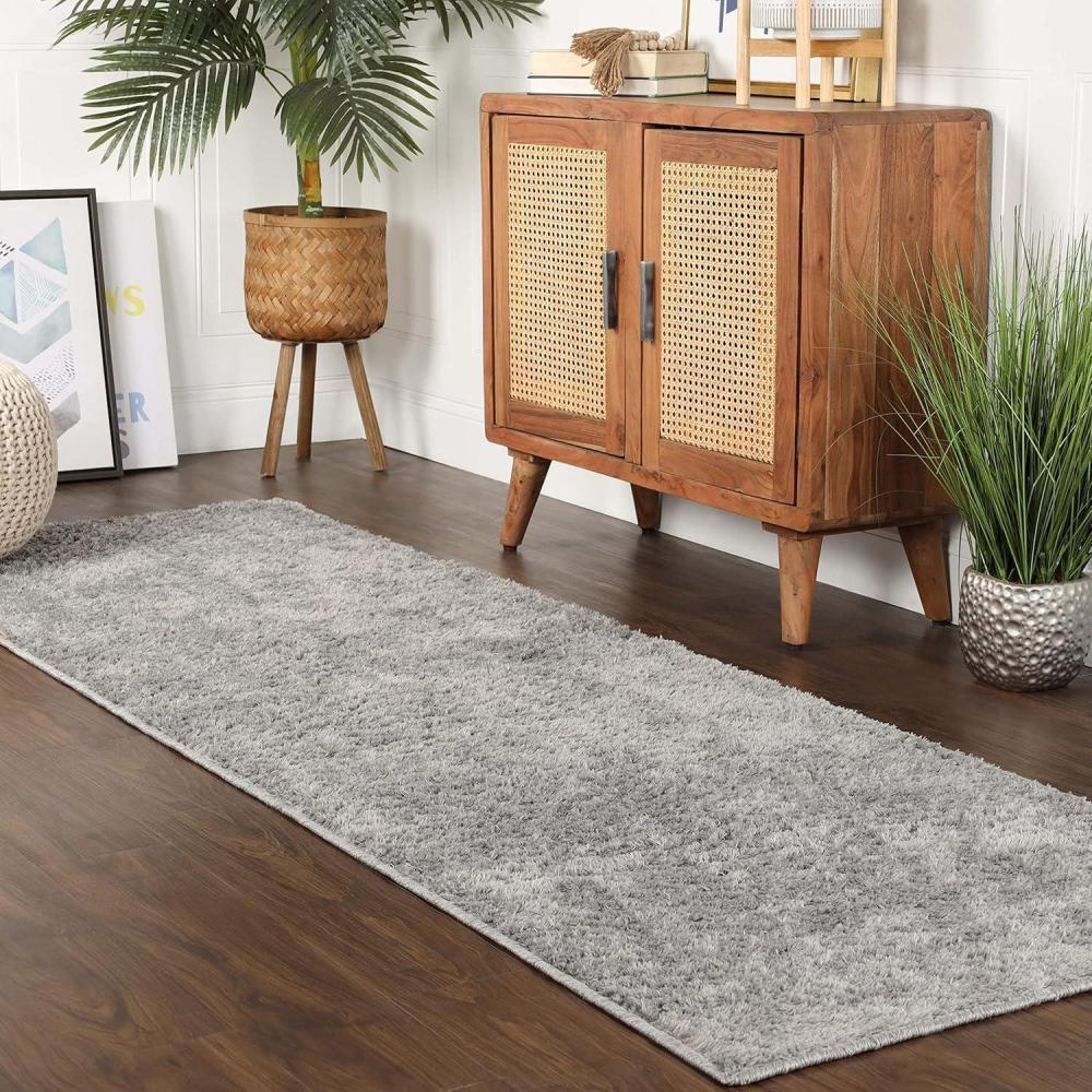 imageSuperior Shag Indoor Area Rug NonSlip Foam Backing Plush Rugs for Kids or Pets Entry Kitchen Dorm Nursery Playroom California Shag Collection 5 x 7 SilverSilver  Z