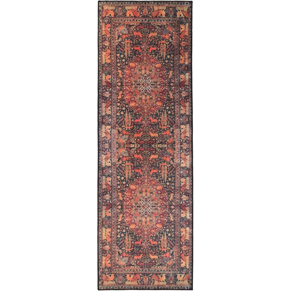 imageSuperior Small Indoor Area Rug Modern Floor Decor for LivingDining Bedroom Kitchen Office Entry FlatWeave Medallion Wildlife Cotton Backing Copley Collection 3 6quot x 5 6quot BrownBrown 01