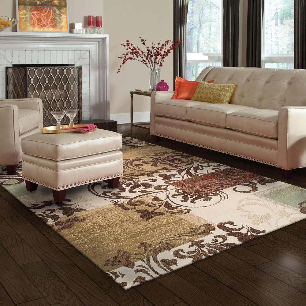 imageSuperior Stratton Collection Area Rug 8mm Pile Height with Jute Backing Luxurious French Traditional Aubusson Rug Design Fashionable and Affordable Woven Rugs 8 x 10 GreenChocolate