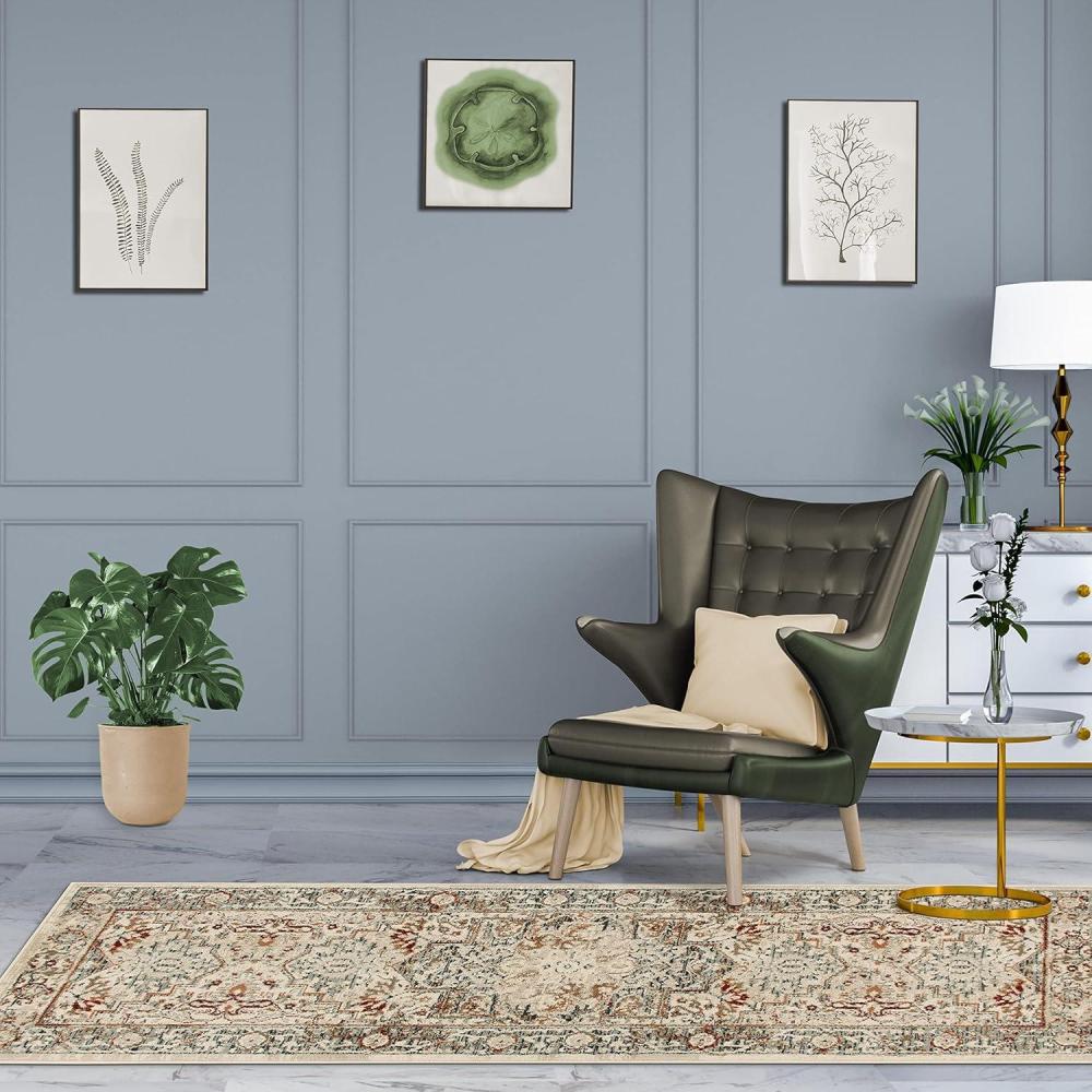 imageSuperior Stratton Collection Area Rug 8mm Pile Height with Jute Backing Luxurious French Traditional Aubusson Rug Design Fashionable and Affordable Woven Rugs 8 x 10 GreenBeige