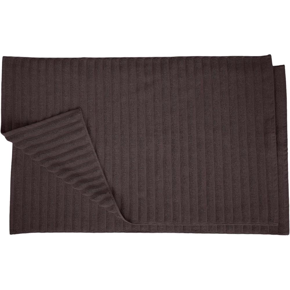 imageSuperior Striped Bath Mat 2Pack 100 Combed Cotton Luxury Spa Ribbed Texture Durable and Washable Bathroom Mats  Aster Blue 22quot x 35quot eachBlack
