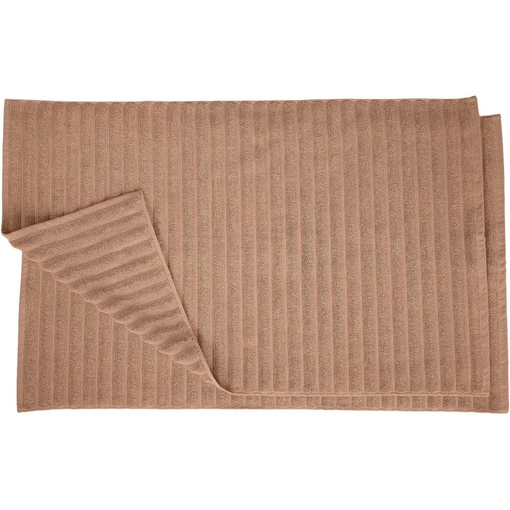 imageSuperior Striped Bath Mat 2Pack 100 Combed Cotton Luxury Spa Ribbed Texture Durable and Washable Bathroom Mats  Aster Blue 22quot x 35quot eachCoffee
