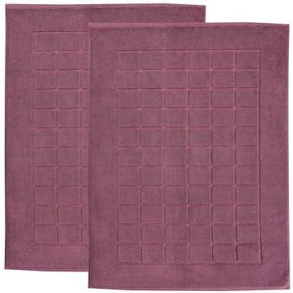 imageSuperior Striped Bath Mat 2Pack 100 Combed Cotton Luxury Spa Ribbed Texture Durable and Washable Bathroom Mats  Aster Blue 22quot x 35quot eachPlum