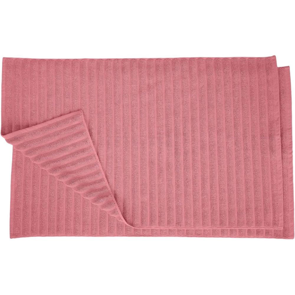 imageSuperior Striped Bath Mat 2Pack 100 Combed Cotton Luxury Spa Ribbed Texture Durable and Washable Bathroom Mats  Aster Blue 22quot x 35quot eachRosewood