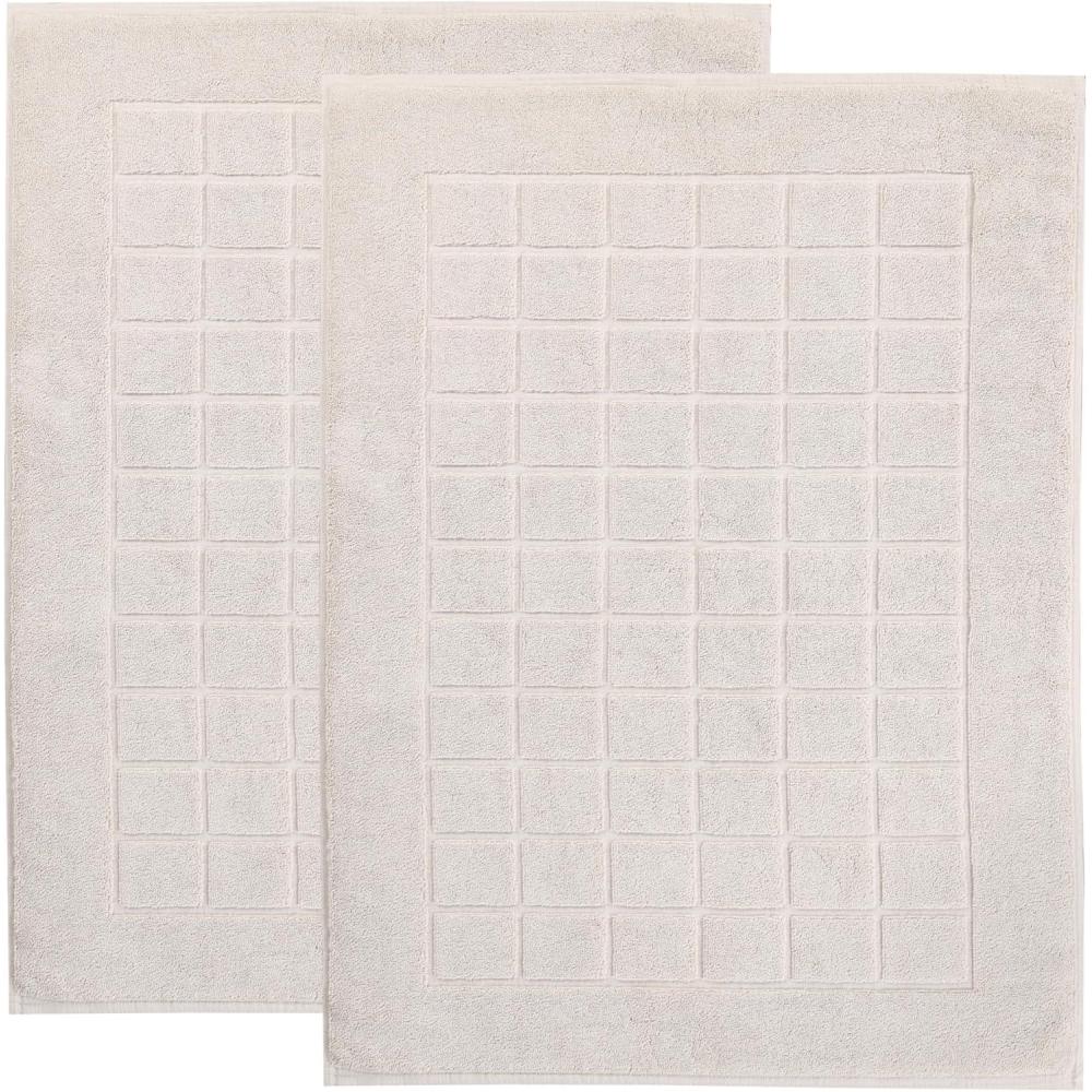imageSuperior Striped Bath Mat 2Pack 100 Combed Cotton Luxury Spa Ribbed Texture Durable and Washable Bathroom Mats  Aster Blue 22quot x 35quot eachStone