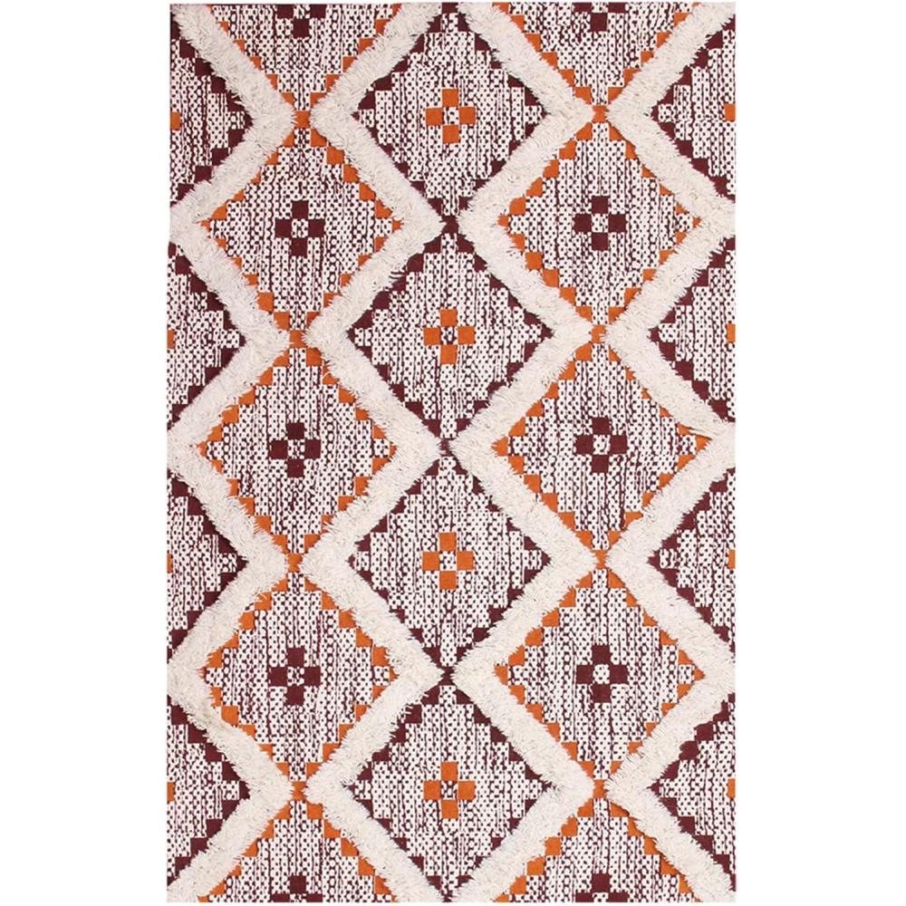 imageSuperior Talluah  Indoor Printed HandTuffed Room Decor for Bedroom Aesthetic Area Rug for Living Room  5 x 8  RustBlackApricot  Brick Red