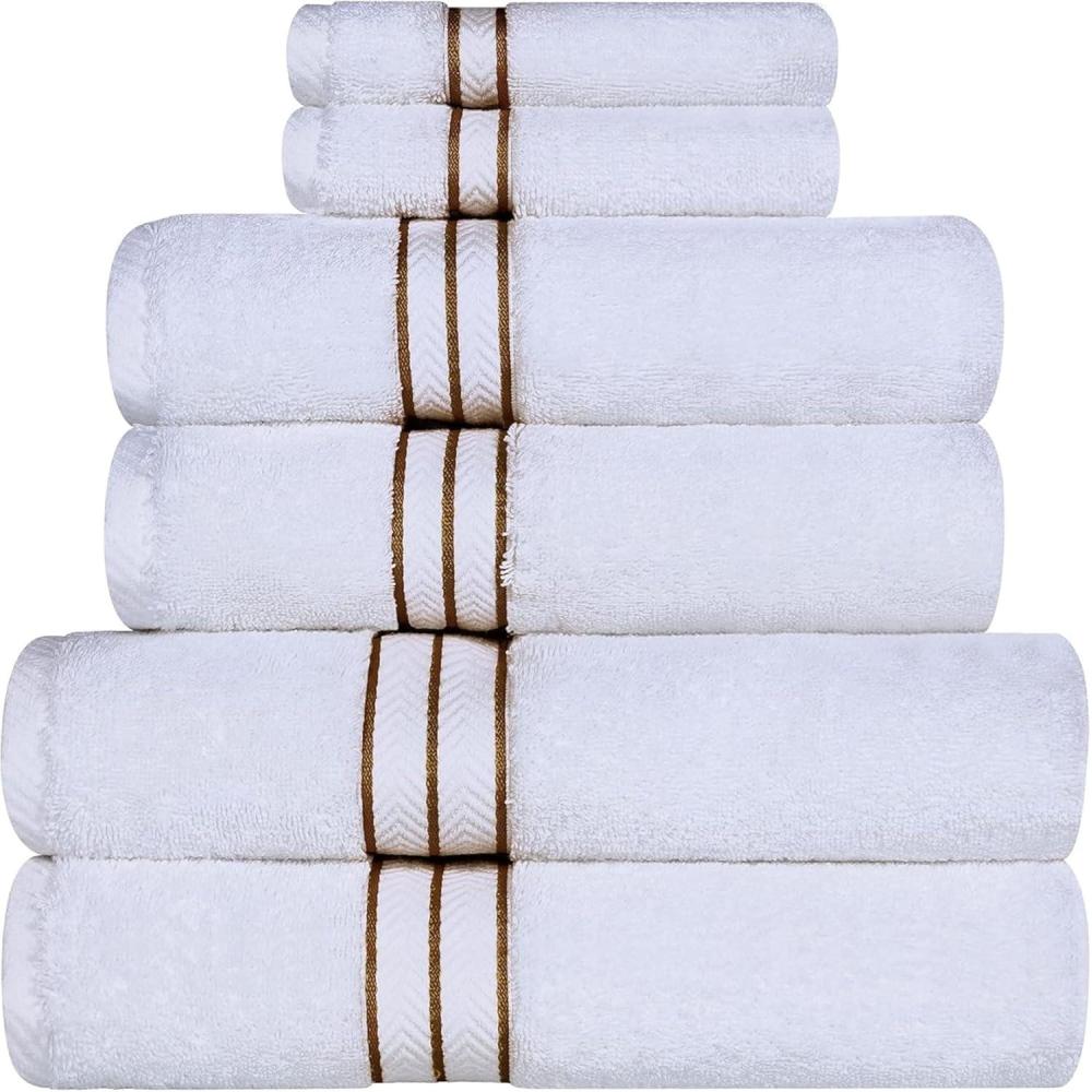 imageSuperior Turkish Cotton UltraPlush 6Piece Towel Set Ideal for Master Bath Guest Bathroom Fast Drying Shower Spa FaceWashcloths Hand Bath Towels Absorbent Home Basics Tea RoseToast